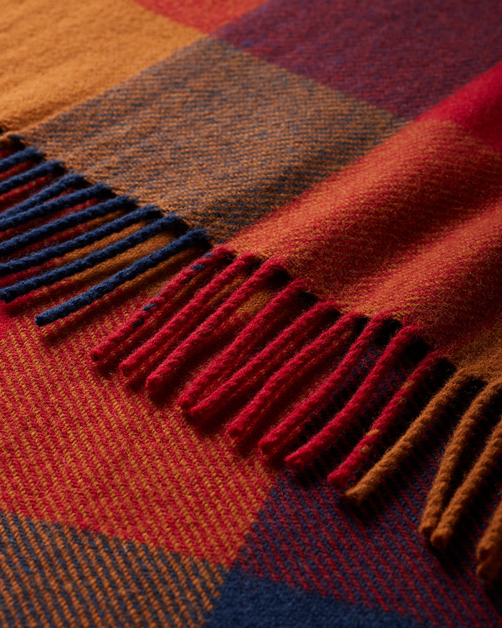 Pendleton Eco-Wise Fringed Wool Throw in Copper/Red