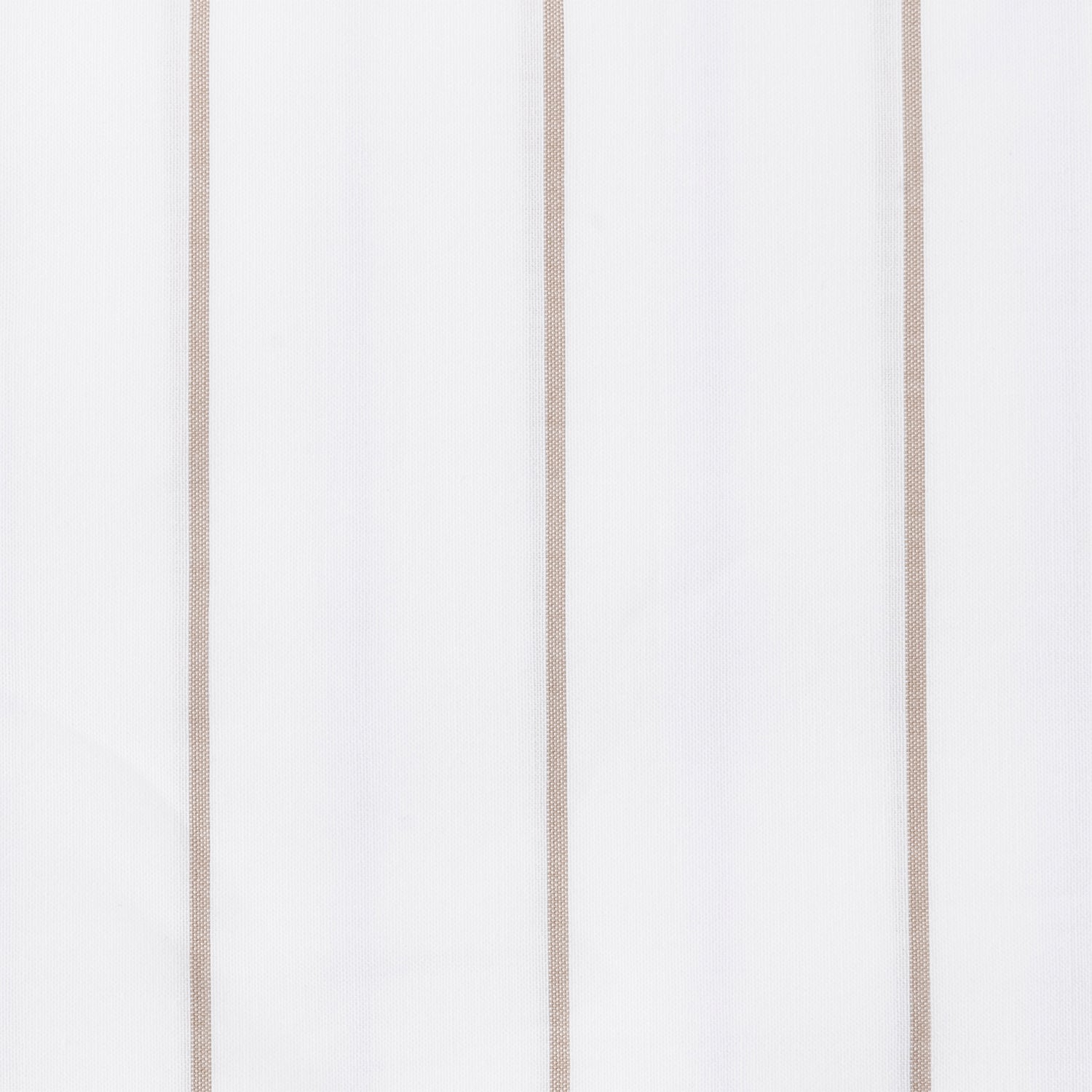 Close-up of Matouk Amalfi white fabric with vertical Dune stripes.
