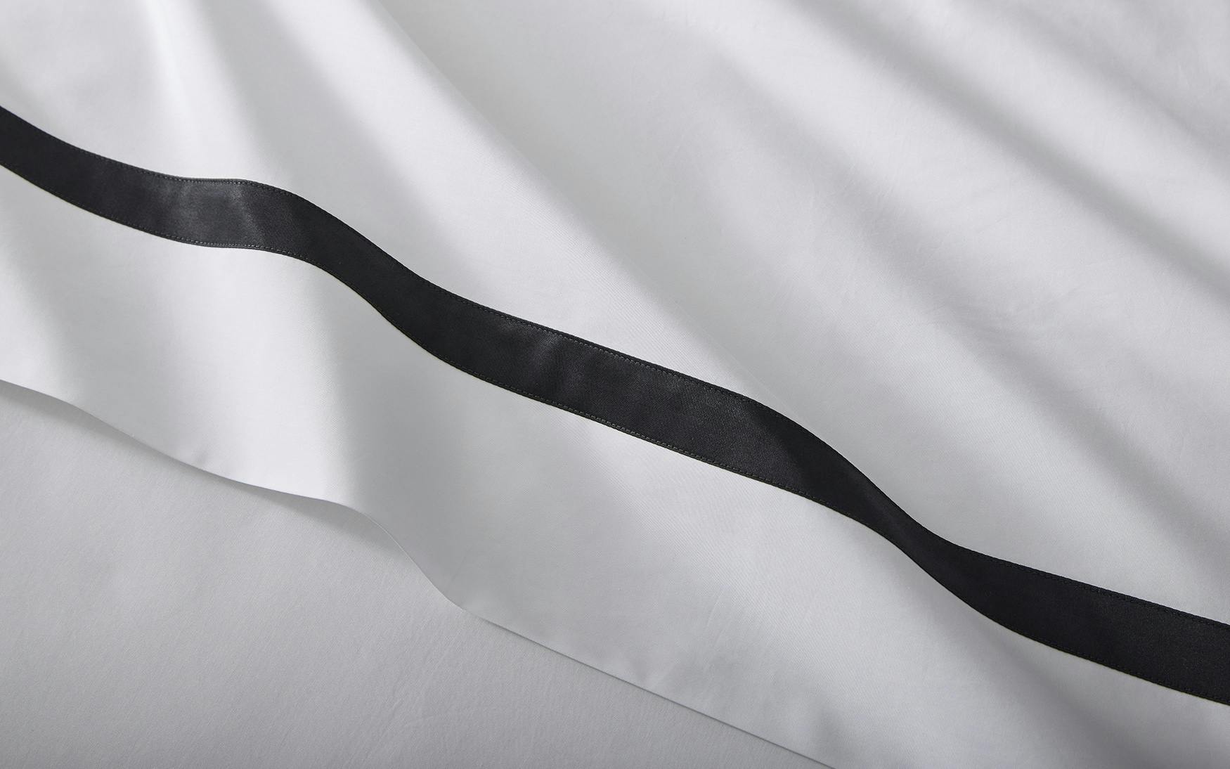Close up of Matouk Lowell Bedding with Sateen Border Detail
