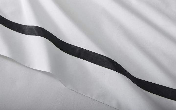 Close up of Matouk Lowell Bedding with Sateen Border Detail