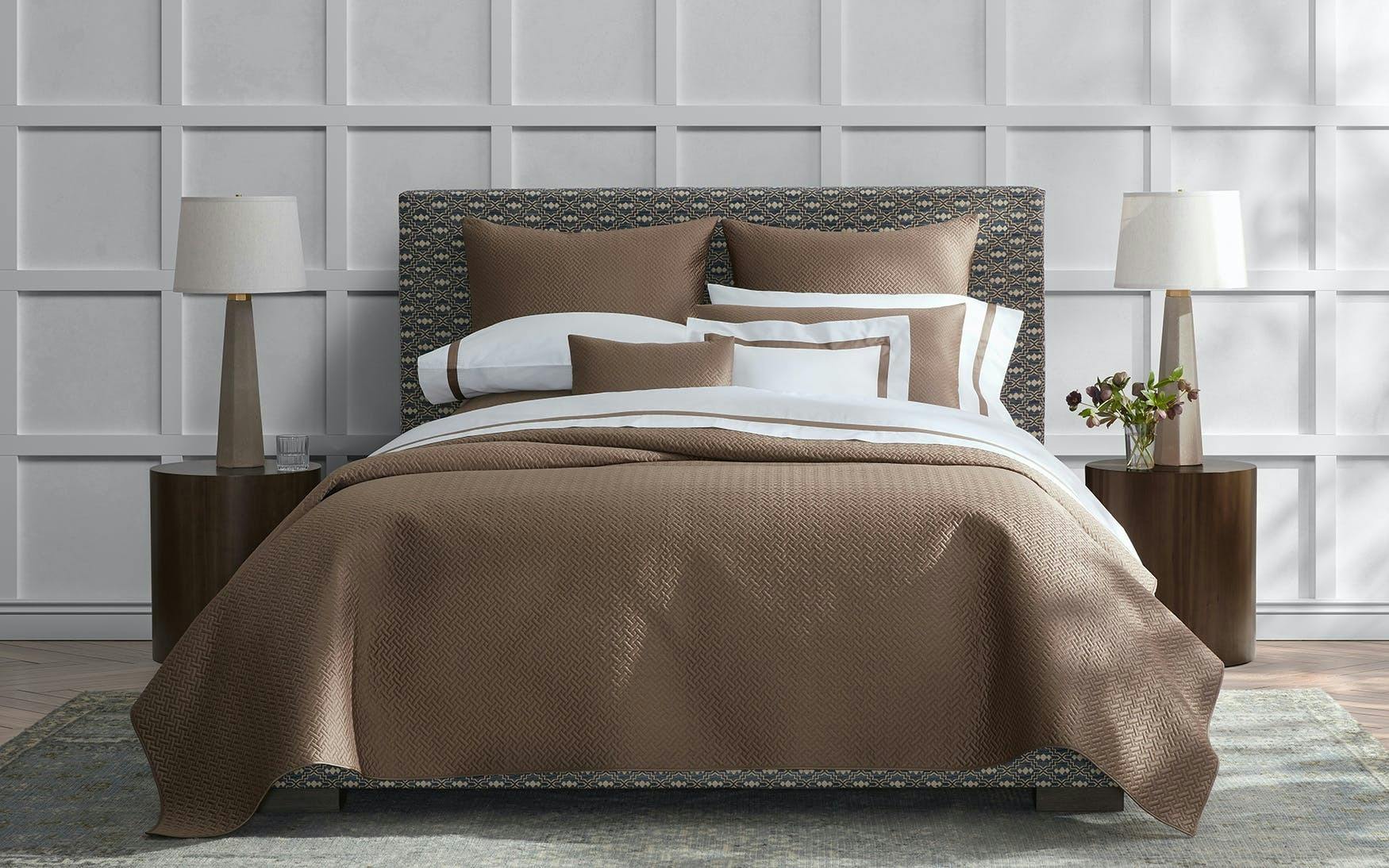 Matouk Lowell Bedding on Luxurious Bed