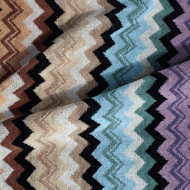 Collection of colorful zigzag patterned fabrics.