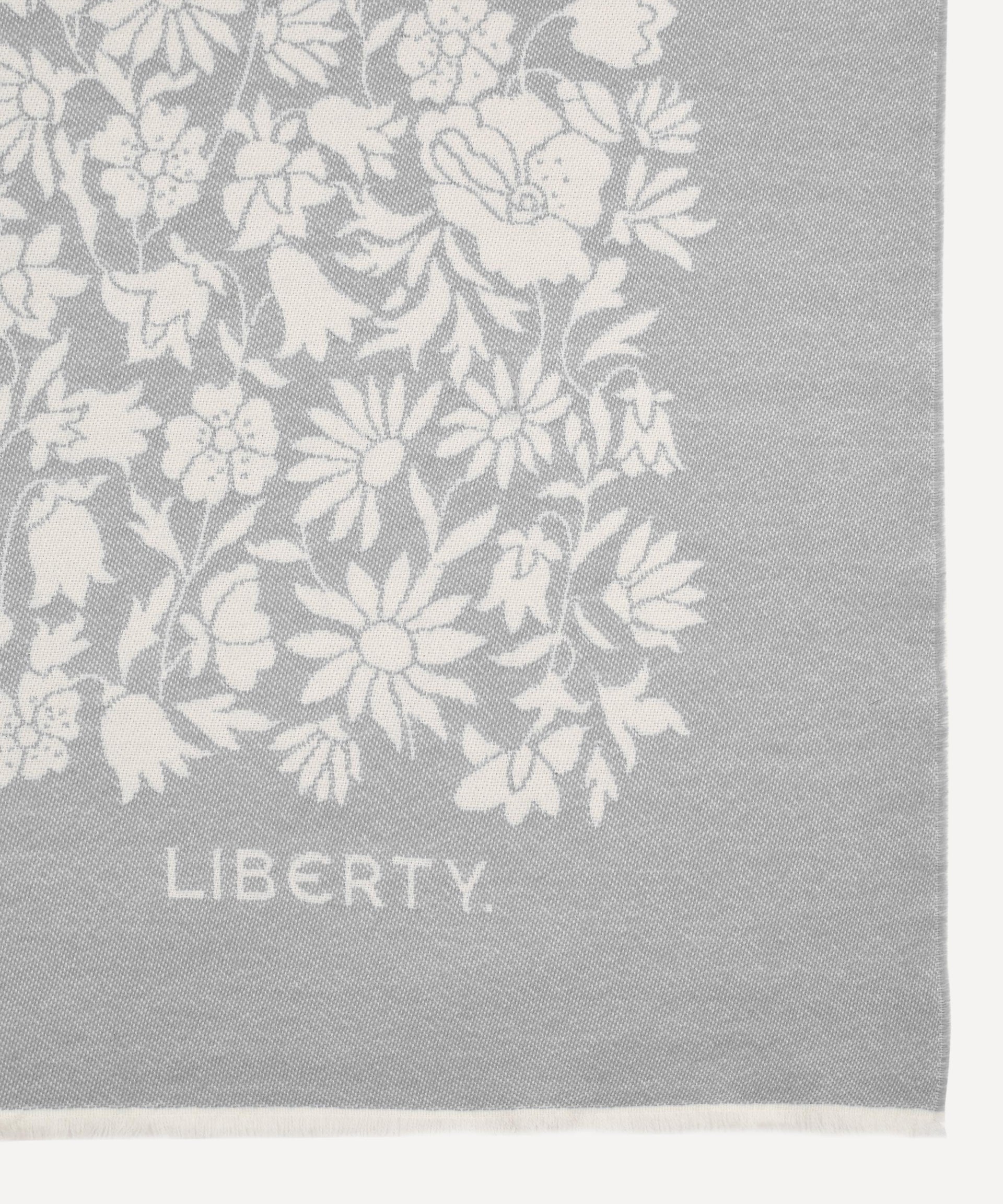 Poppy Dawn Wool Throw Soft Grey Liberty London