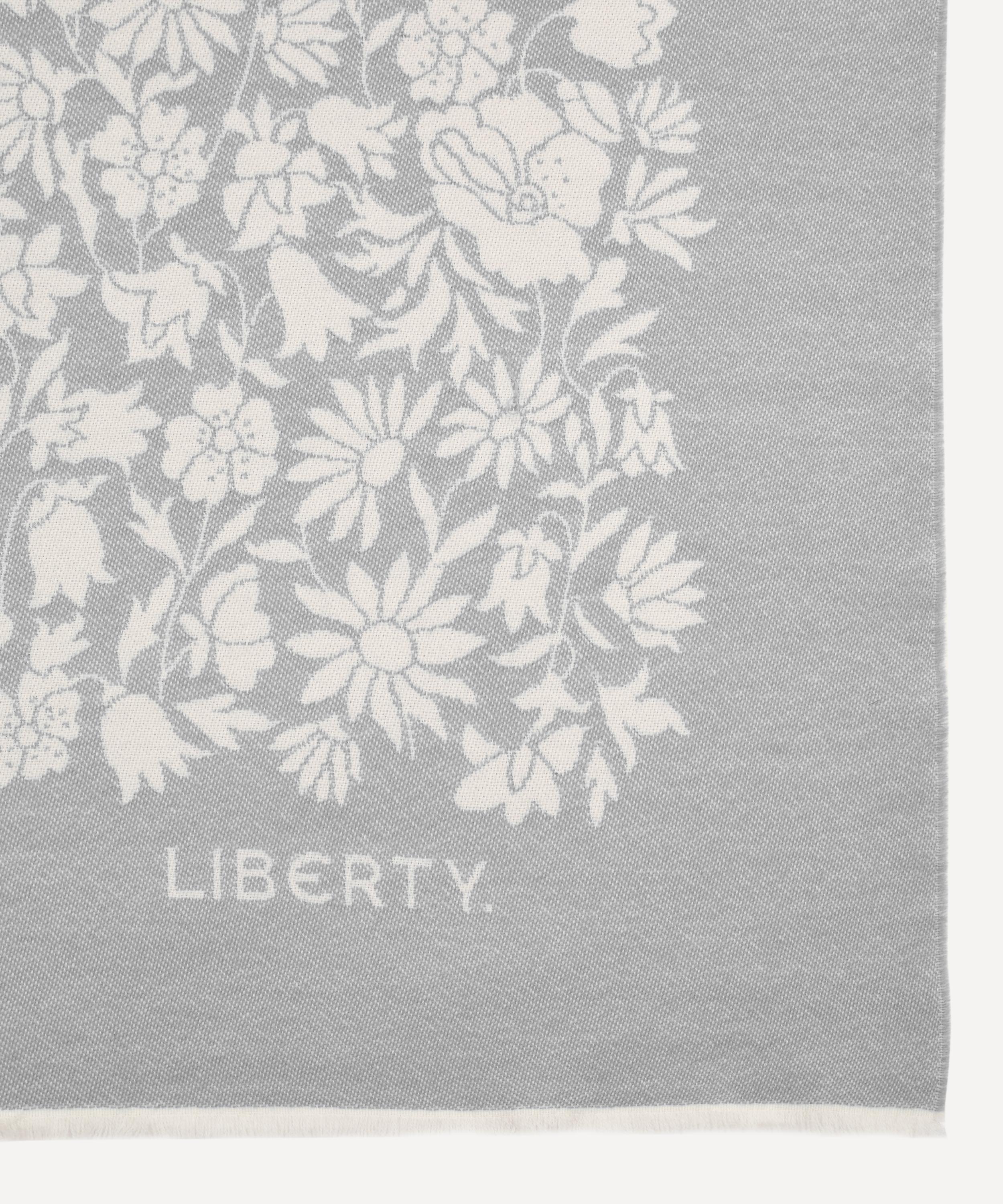 Poppy Dawn Wool Throw Soft Grey Liberty London