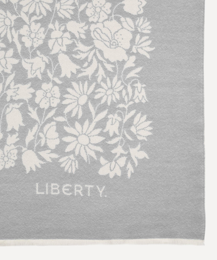 Poppy Dawn Wool Throw Soft Grey Liberty London