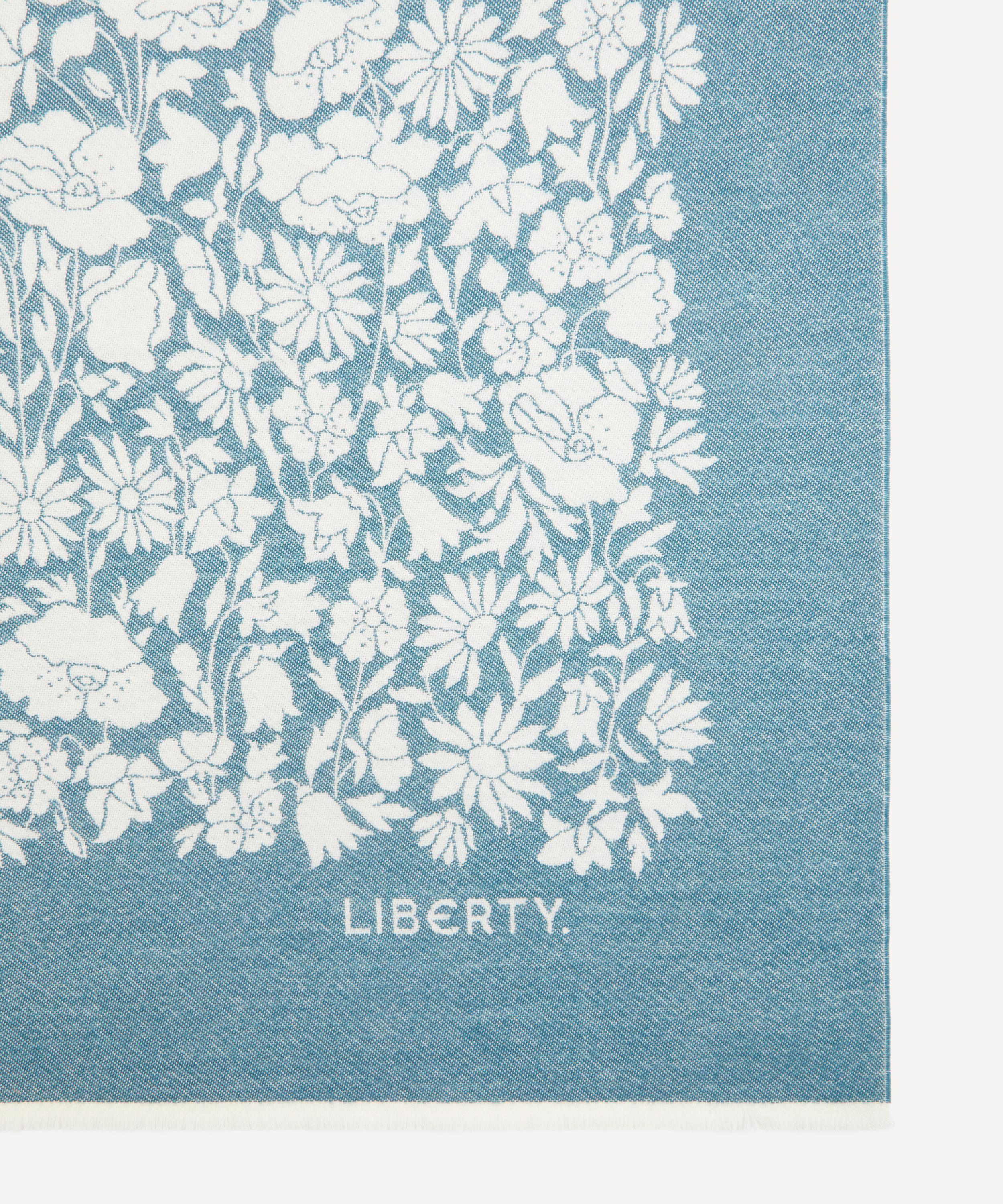 Poppy Dawn Wool Throw Teal Pre-Order Liberty London