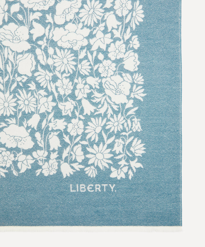Poppy Dawn Wool Throw Teal Pre-Order Liberty London