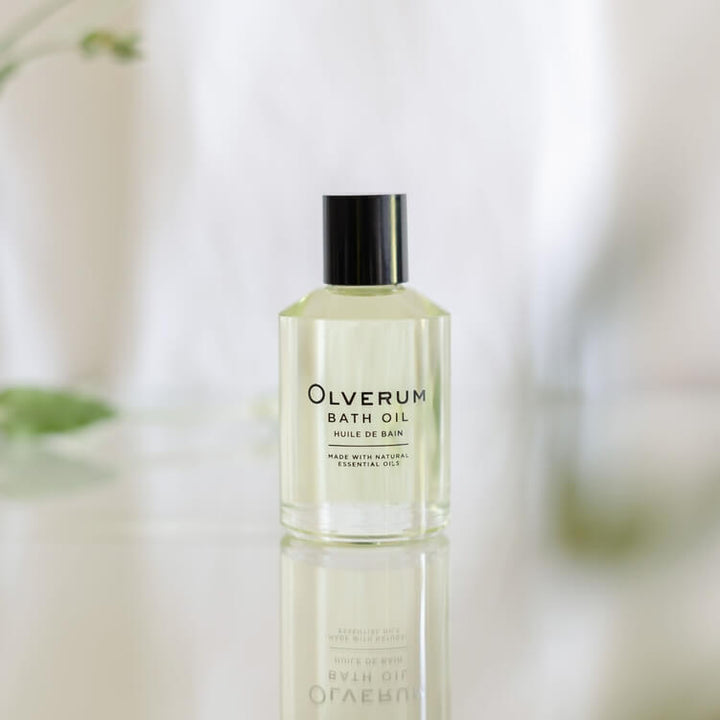 Olverum Bath Oil in bathroom