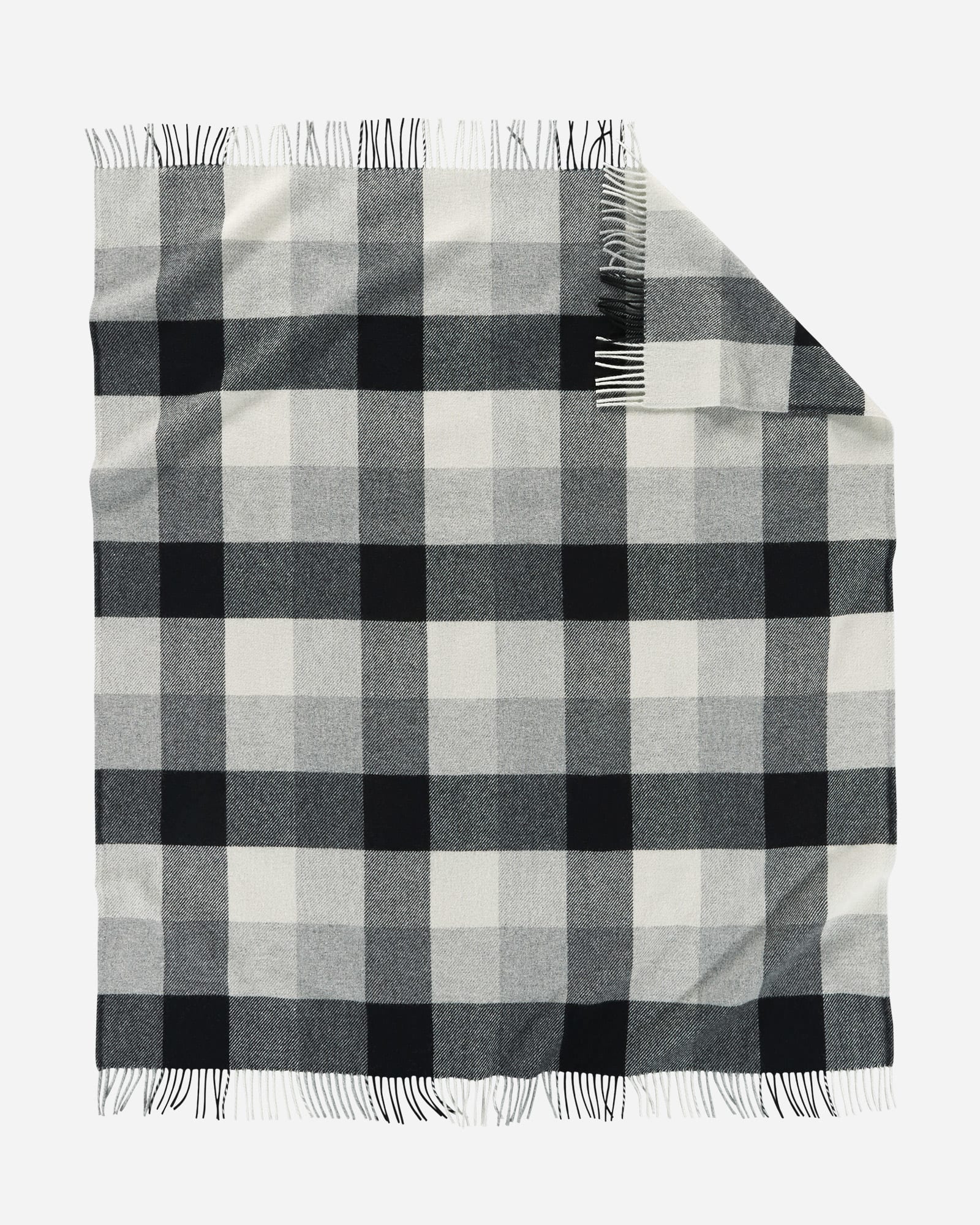 Eco-Wise Wool Fringed Throw Black/Ivory