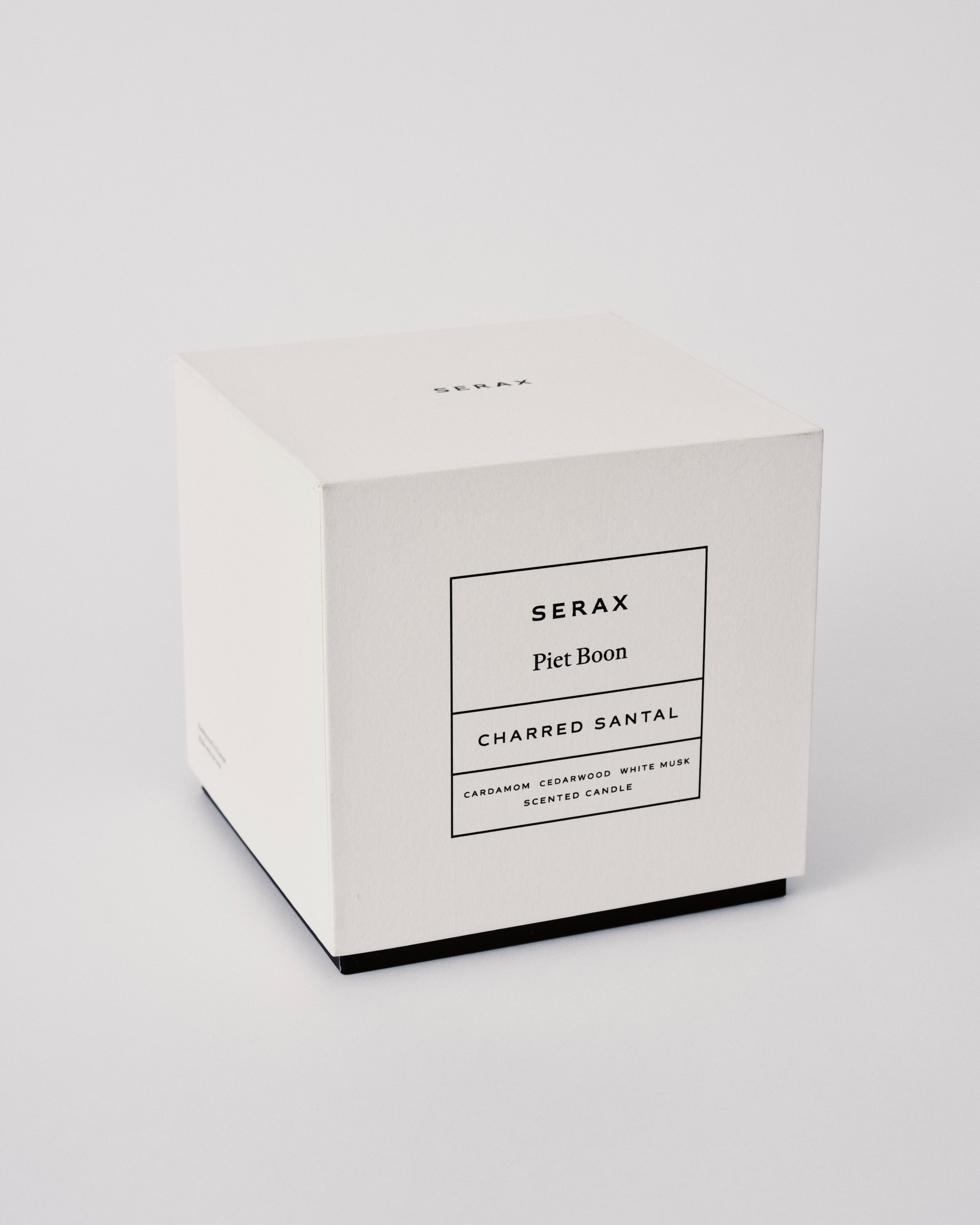 Serax candle packaging on a light gray background Serax Piet Boon