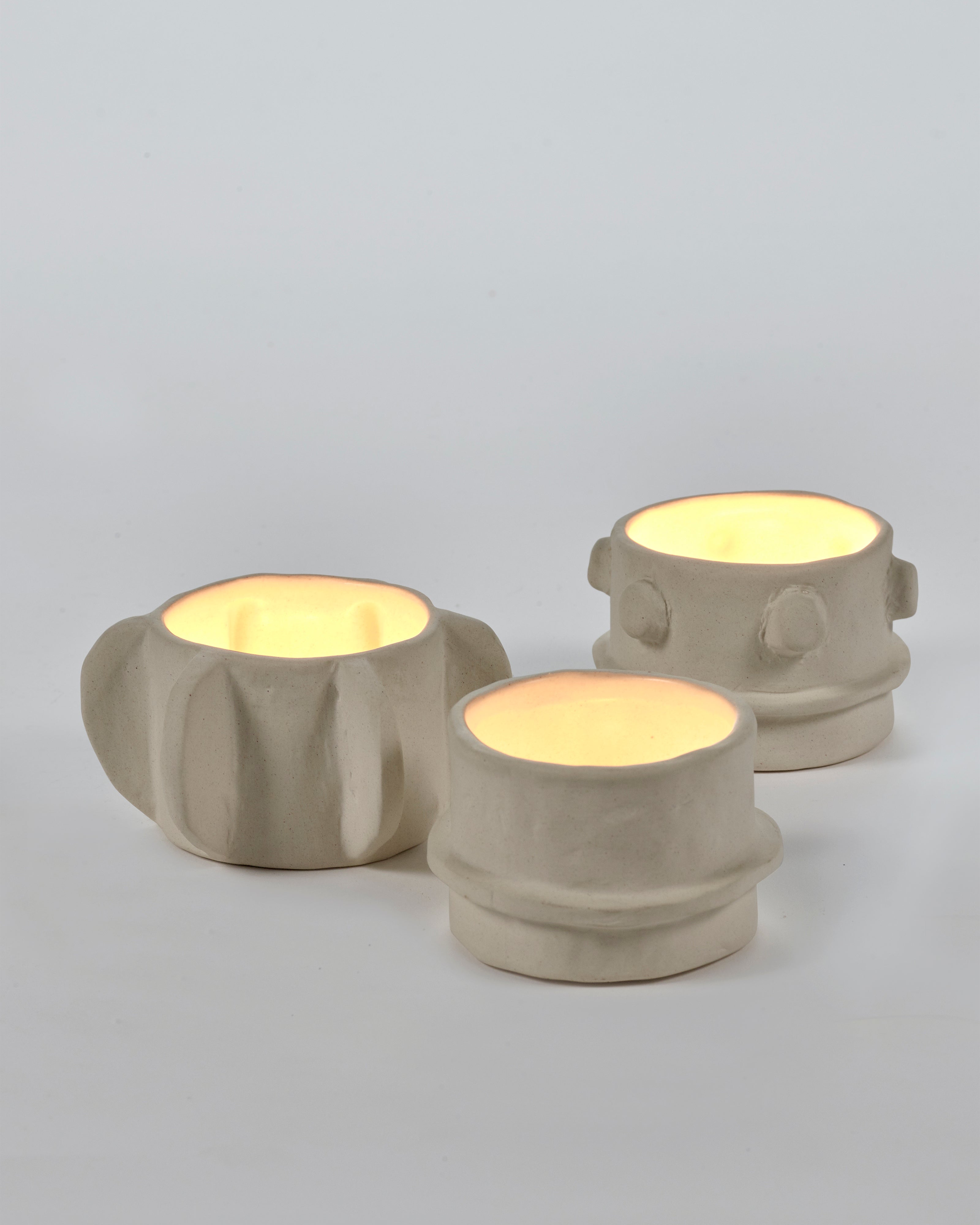 Marie Michielssen Tealight Holder Beige Molly Set of Three Serax