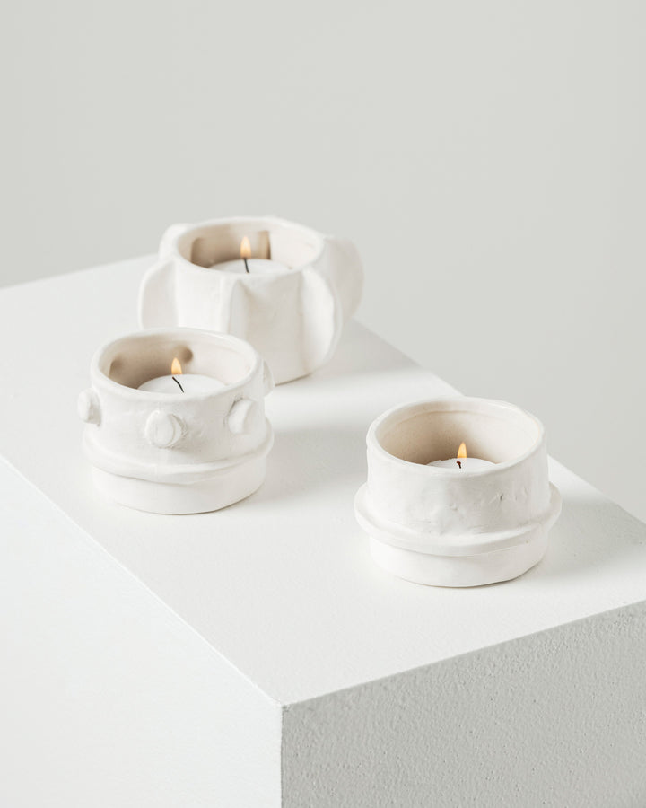 Marie Michielssen Tealight Holder Beige Molly Set of Three Serax
