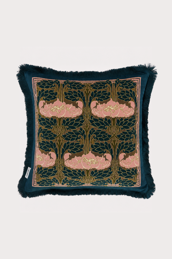 Pewter Poppy Velvet Cushion cushion Liberty London