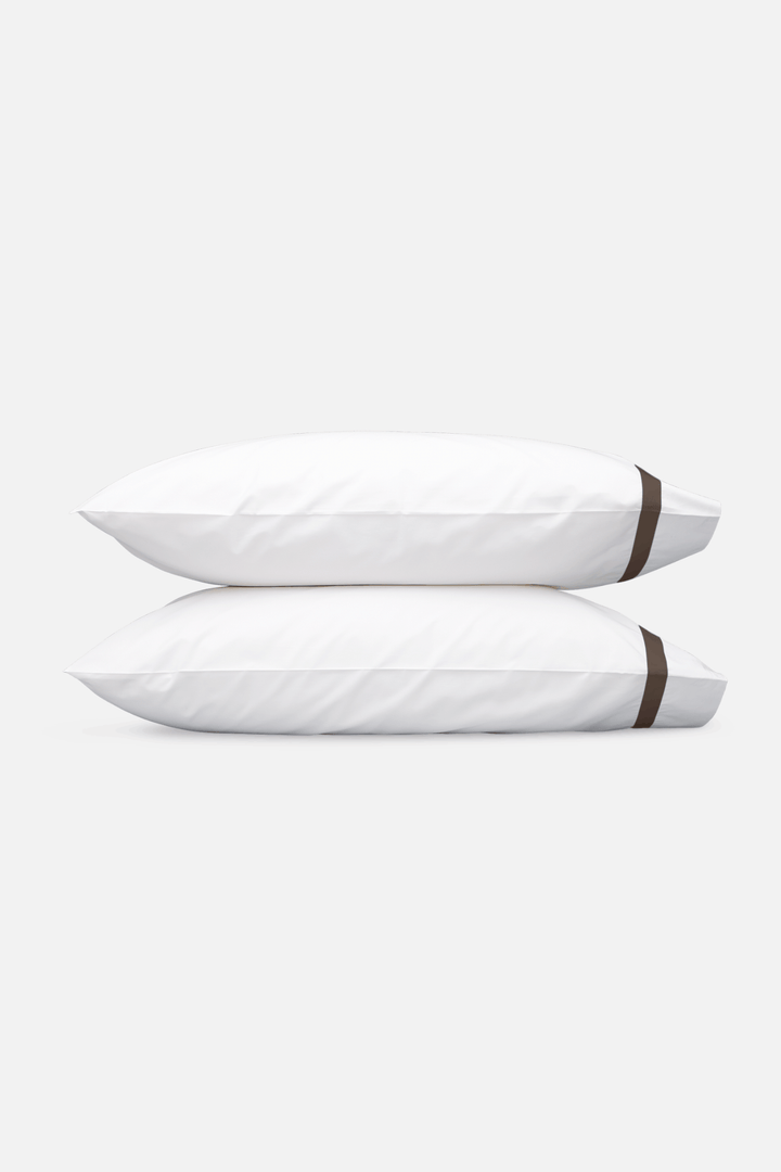 Stack of two Matouk Lowell Pillows in Sable
