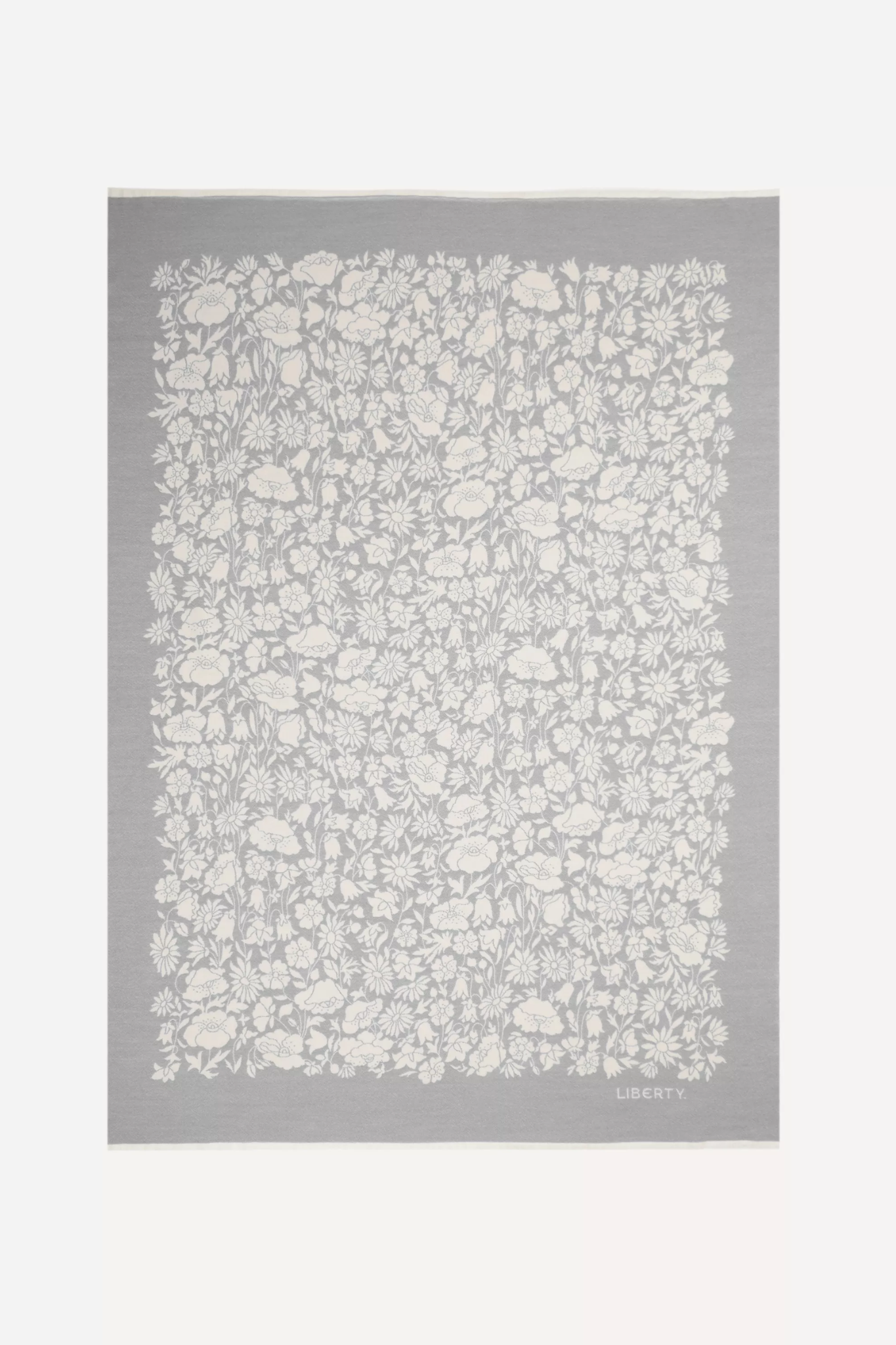 Poppy Dawn Wool Throw Soft Grey Liberty London