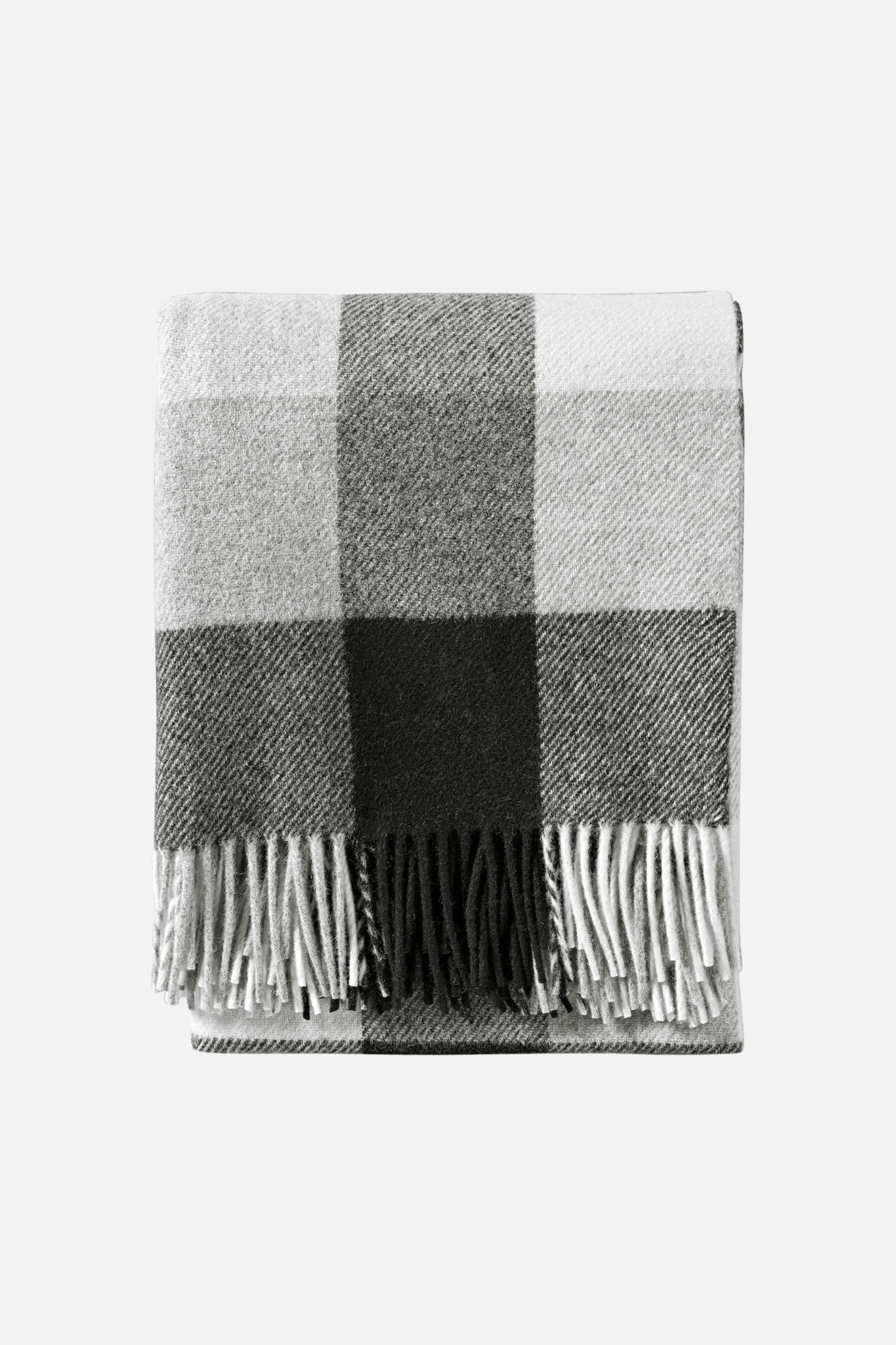 Eco-Wise Wool Fringed Throw Black/Ivory