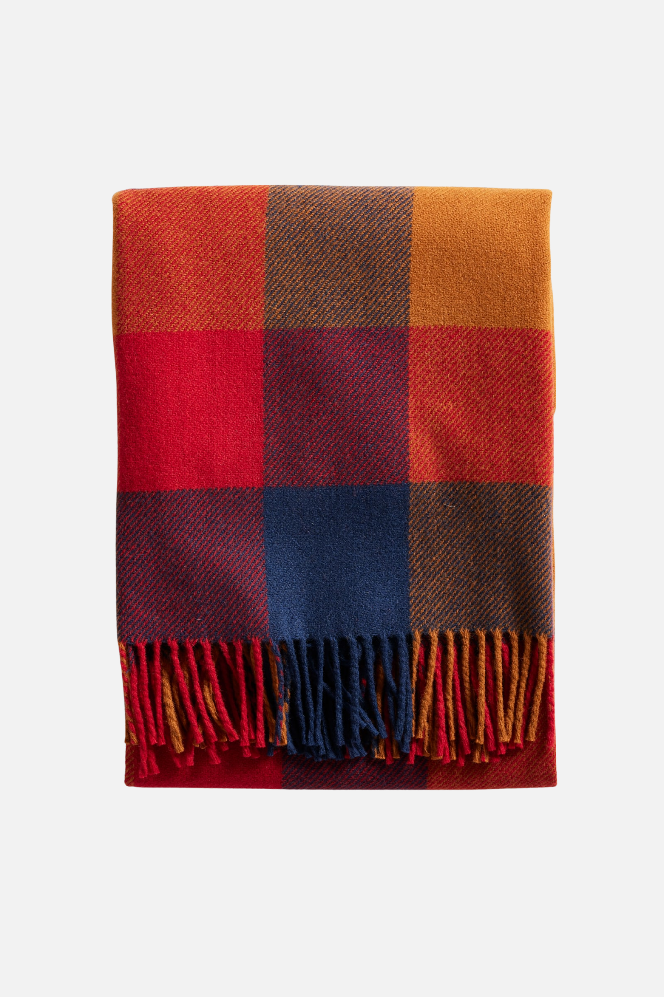 Eco-Wise Wool Fringed Throw Copper/Red