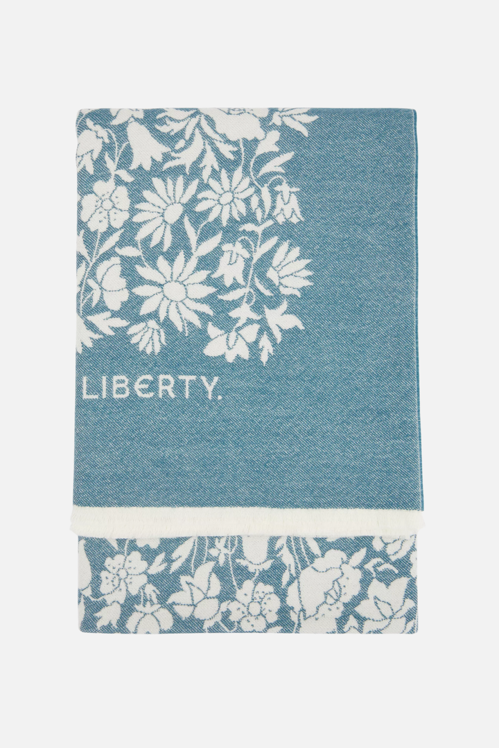 Poppy Dawn Wool Throw Teal Pre-Order Liberty London