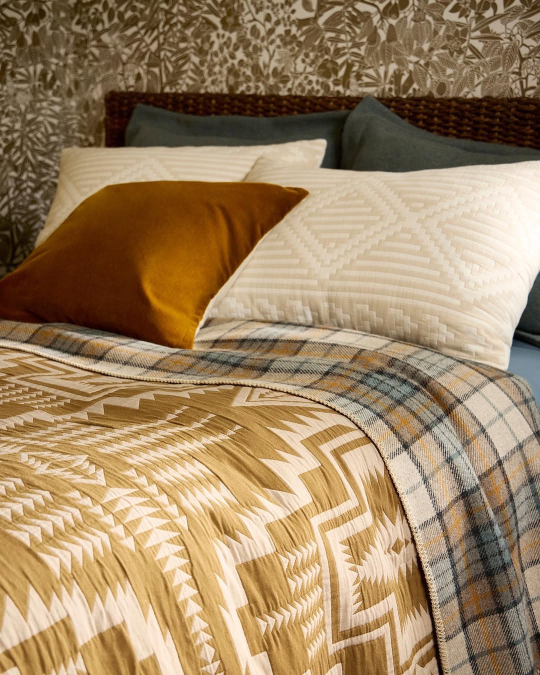 Pendleton Harding Star Coverlet on bed