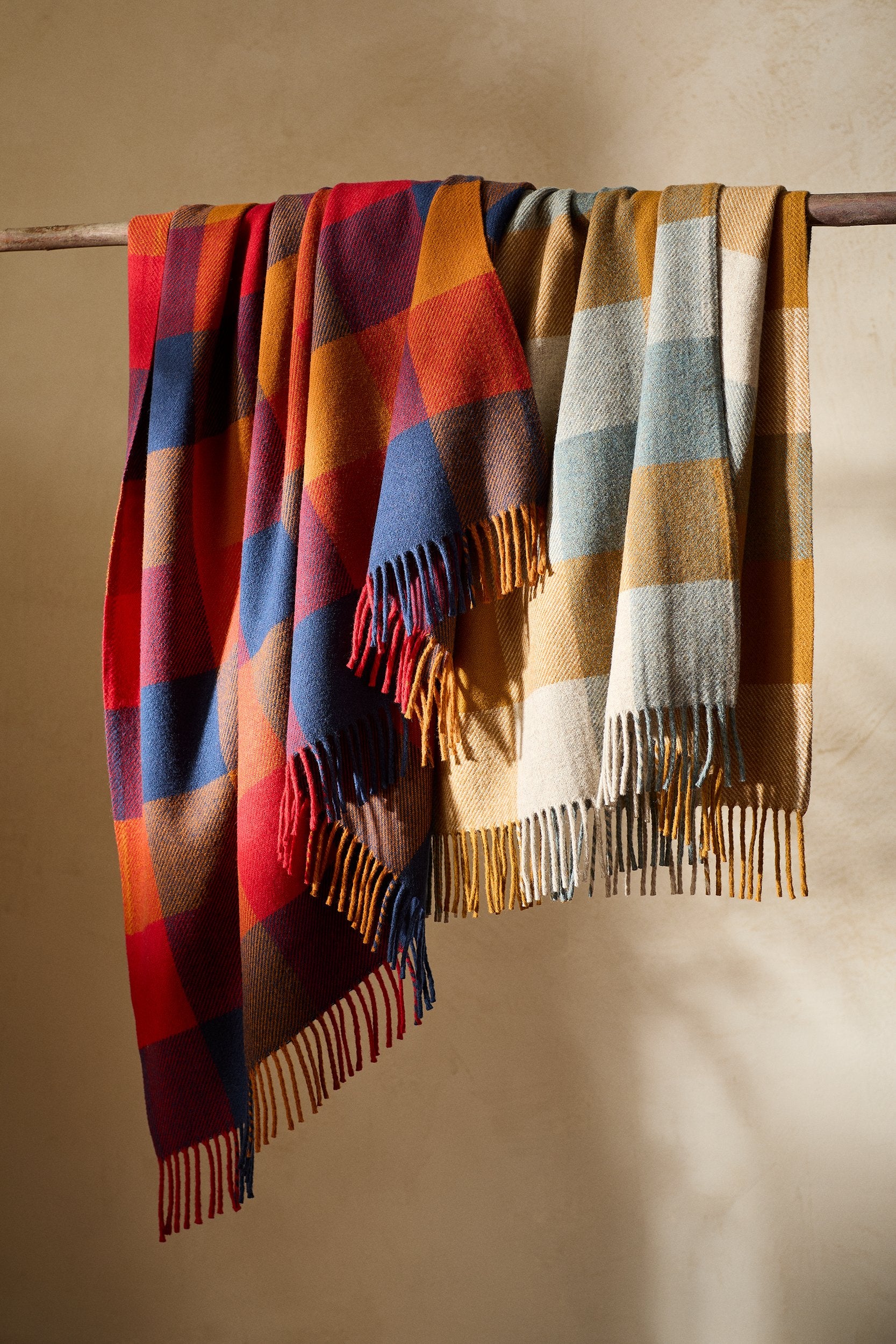 Eco-Wise Wool Fringed Throw Copper/Red