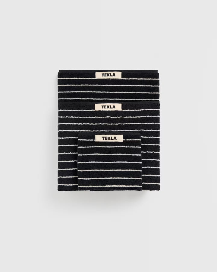 Striped Towel Collection Black Stripes Tekla