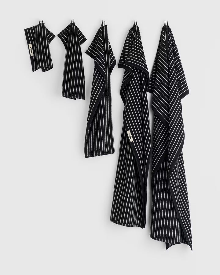 Striped Towel Collection Black Stripes Tekla