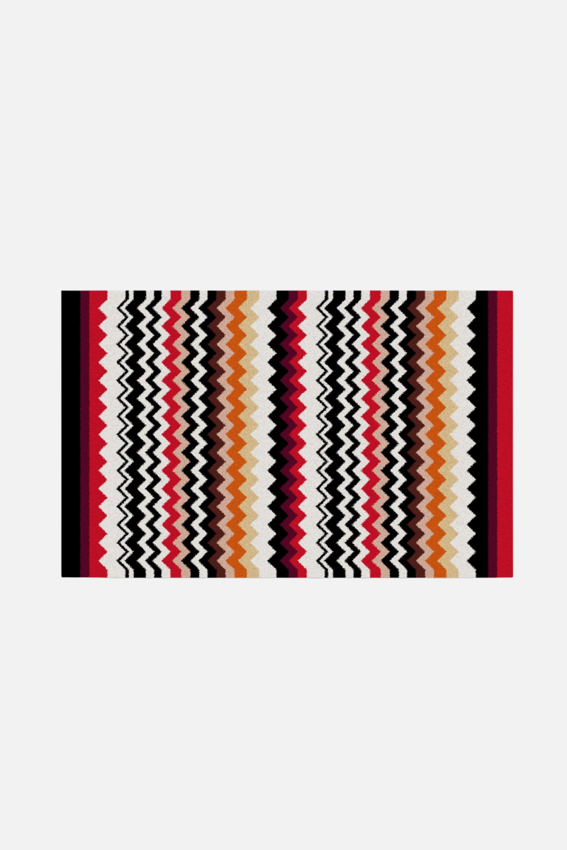 Best 156 Perrault rectangular bath mat with a colorful zigzag pattern on a white background