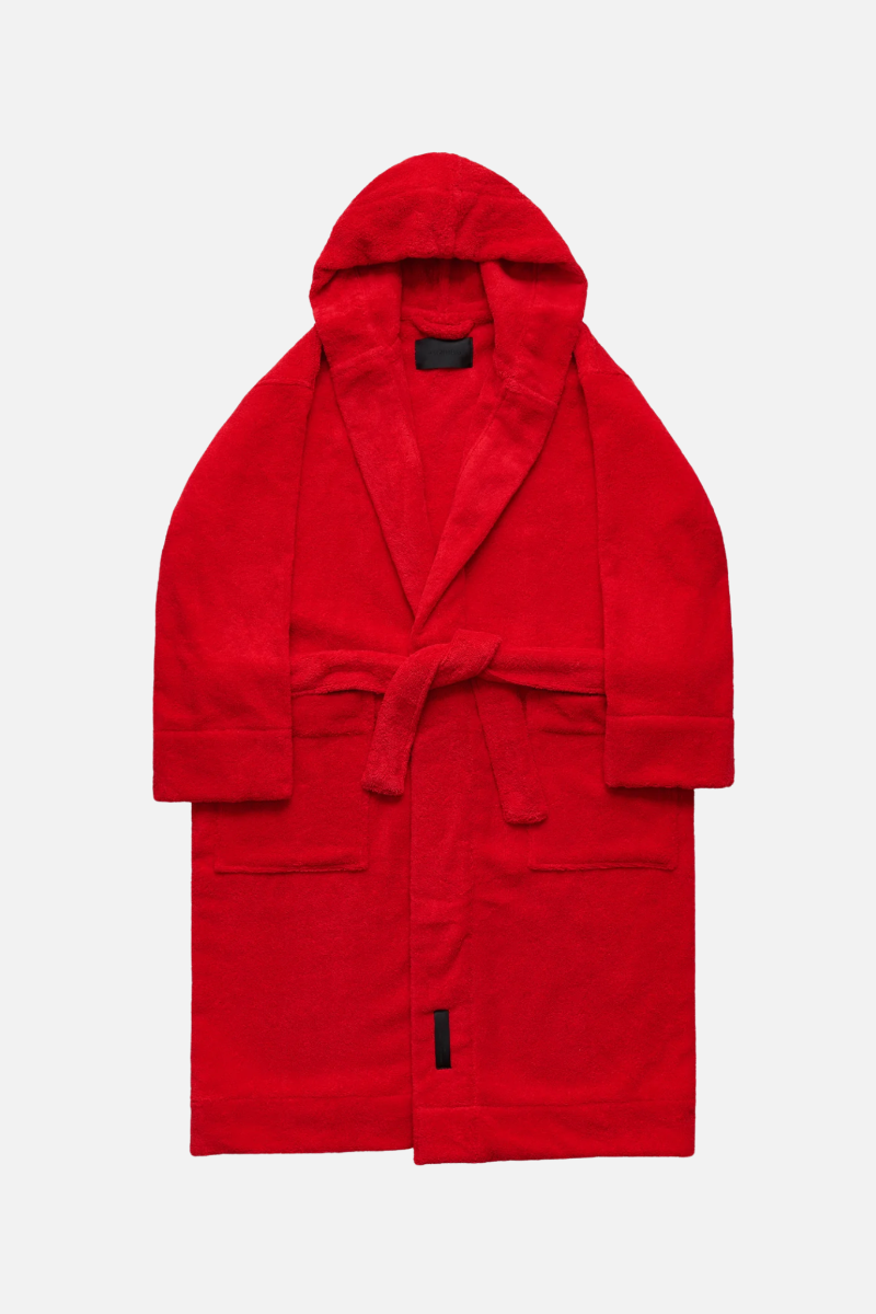 Goji red robe with a hood on a white background