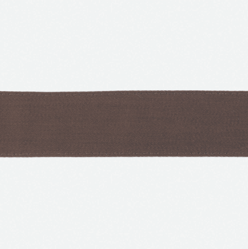 Close up of Matouk Lowell Bedding in Sable featuring Sateen Ribbon Detail